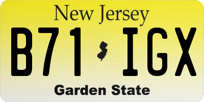 NJ license plate B71IGX