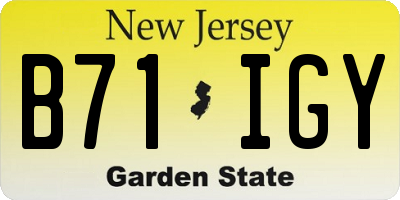 NJ license plate B71IGY