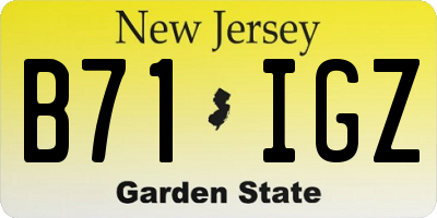 NJ license plate B71IGZ