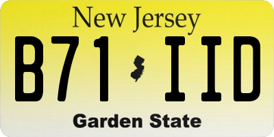 NJ license plate B71IID