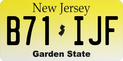 NJ license plate B71IJF