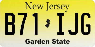 NJ license plate B71IJG