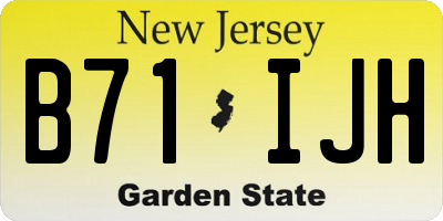NJ license plate B71IJH