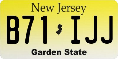 NJ license plate B71IJJ