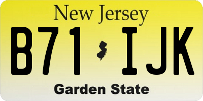 NJ license plate B71IJK
