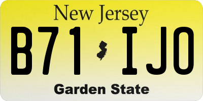 NJ license plate B71IJO
