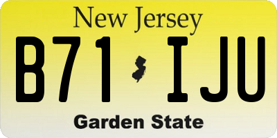 NJ license plate B71IJU