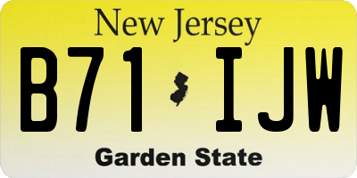 NJ license plate B71IJW