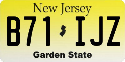 NJ license plate B71IJZ