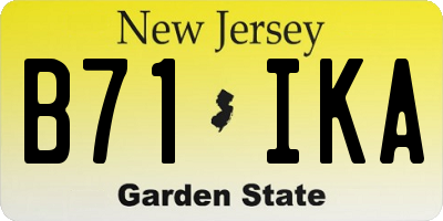 NJ license plate B71IKA