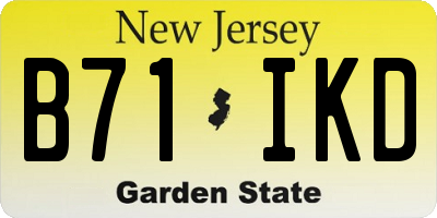 NJ license plate B71IKD