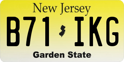 NJ license plate B71IKG