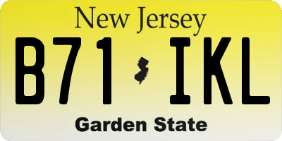 NJ license plate B71IKL