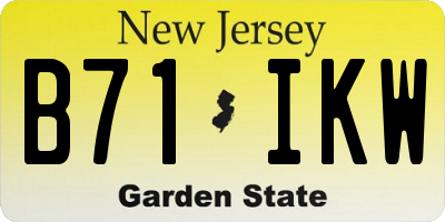 NJ license plate B71IKW