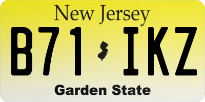 NJ license plate B71IKZ