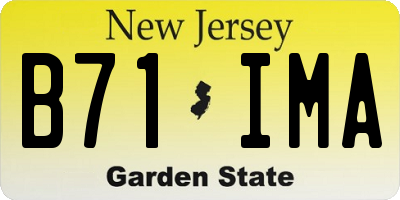 NJ license plate B71IMA