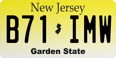 NJ license plate B71IMW