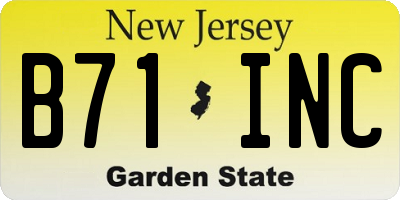 NJ license plate B71INC