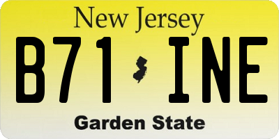 NJ license plate B71INE
