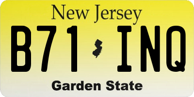 NJ license plate B71INQ
