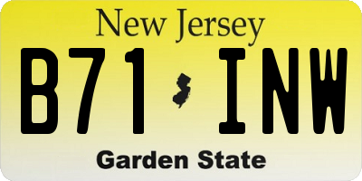 NJ license plate B71INW