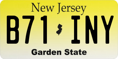 NJ license plate B71INY