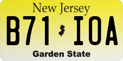 NJ license plate B71IOA