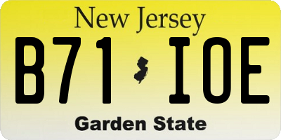NJ license plate B71IOE