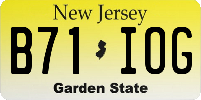 NJ license plate B71IOG