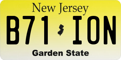 NJ license plate B71ION