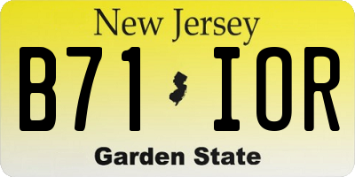 NJ license plate B71IOR