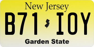 NJ license plate B71IOY