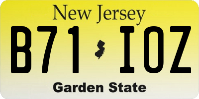 NJ license plate B71IOZ