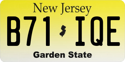 NJ license plate B71IQE