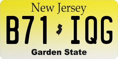NJ license plate B71IQG