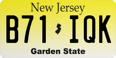 NJ license plate B71IQK