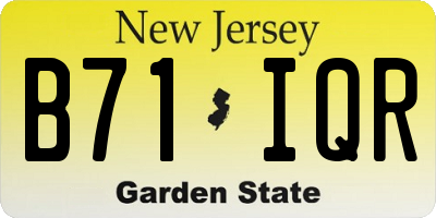 NJ license plate B71IQR