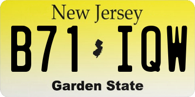 NJ license plate B71IQW