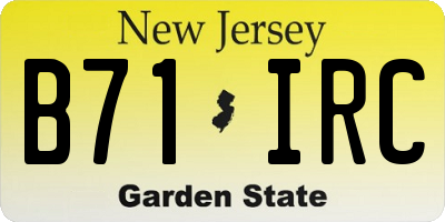 NJ license plate B71IRC