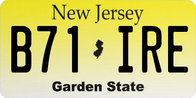 NJ license plate B71IRE