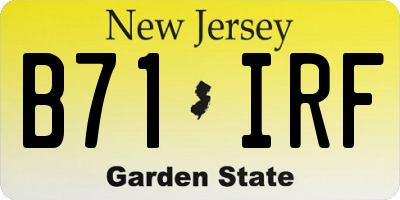 NJ license plate B71IRF