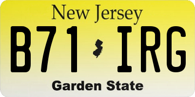 NJ license plate B71IRG