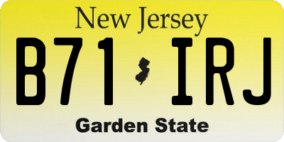 NJ license plate B71IRJ