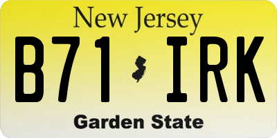 NJ license plate B71IRK