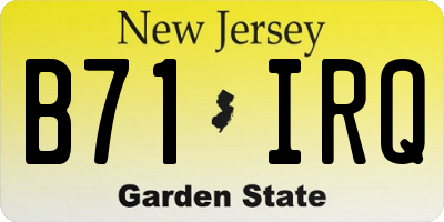 NJ license plate B71IRQ