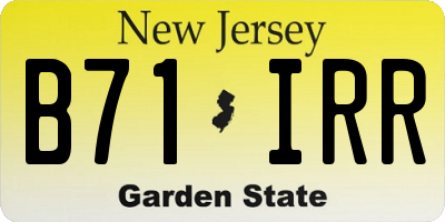 NJ license plate B71IRR
