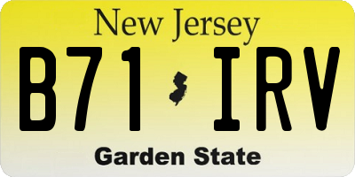 NJ license plate B71IRV