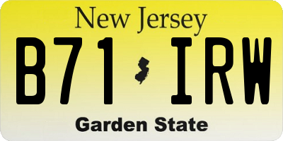 NJ license plate B71IRW