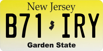 NJ license plate B71IRY