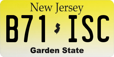 NJ license plate B71ISC
